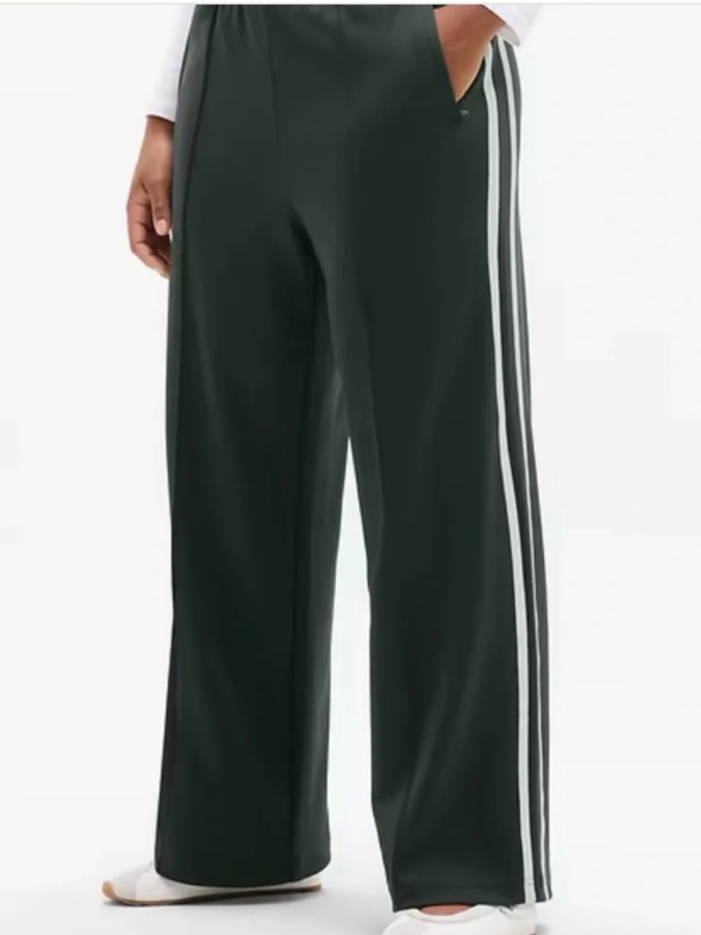 Athleta Venice Track Stripe Wide Leg Pant Green Medium